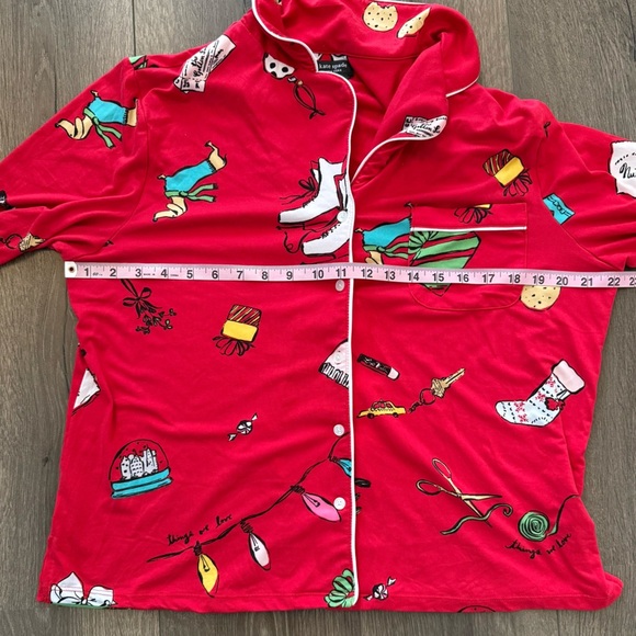 Kate Spade Red Winter Print Pajama Set Size Large - Picture 8 of 10